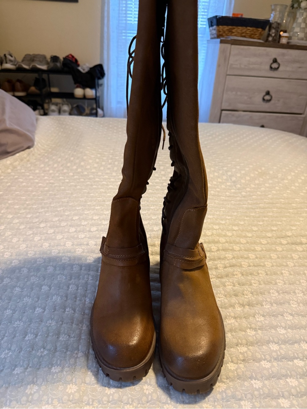 Miz Mooz Brown Over-the-Knee Lace-Up Platform Boots